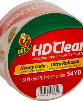Duck HD Clear Packing Tape - 1 Roll of Heavy Duty Shipping and Moving Packing Tape - Clear Strong Packaging Tape for Boxes, Packing and Moving Supplies - 1.88 In. x 54.6 Yards (297438)