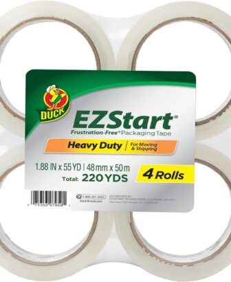 Duck Brand EZ Start Packing Tape Refill, 4 Rolls, 1.88 Inch x 54.6 Yard, Clear (280068)
