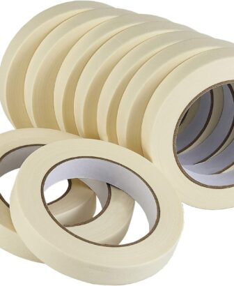 Lichamp Masking Tape 10 Pack General Purpose Beige White Color, 0.75 inch x 55 Yards x 10 Rolls (550 Total Yards), for Painting, Home, Office, School Stationery, Arts, Crafts etc. (3004)