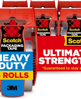 Scotch Heavy Duty Shipping Packing Tape, Clear, 1.88 in. x 22.2 yd. | 6 Roll Dispensers, Moving Supplies, Packing Tape for Moving Boxes and Packaging Supplies