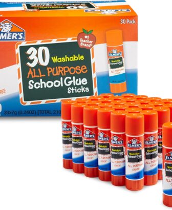Elmer's All Purpose School Glue Sticks, Acid-Free and Washable, Clear, 7 Grams, 30 Count - Craft Projects, Poster, Classroom Supplies, #1 Teacher Brand