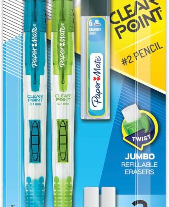 Paper Mate Clearpoint Mechanical Pencils, 0.7mm HB #2 Pencil Lead, Includes 2 Pencils, 1 Lead Refill, 2 Erasers - Back to School, Study Supplies, College, Note-Taking