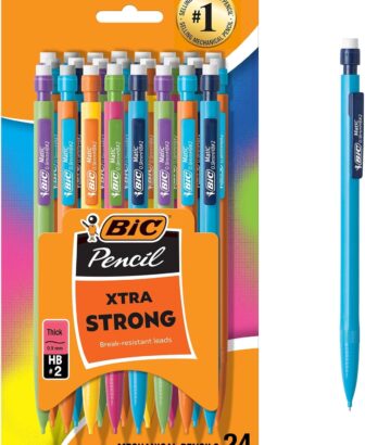 BIC Xtra Strong Mechanical Pencils with Erasers, Thick Point (0.9mm), 24-Count, Mechanical Pencils for School or Office Supplies